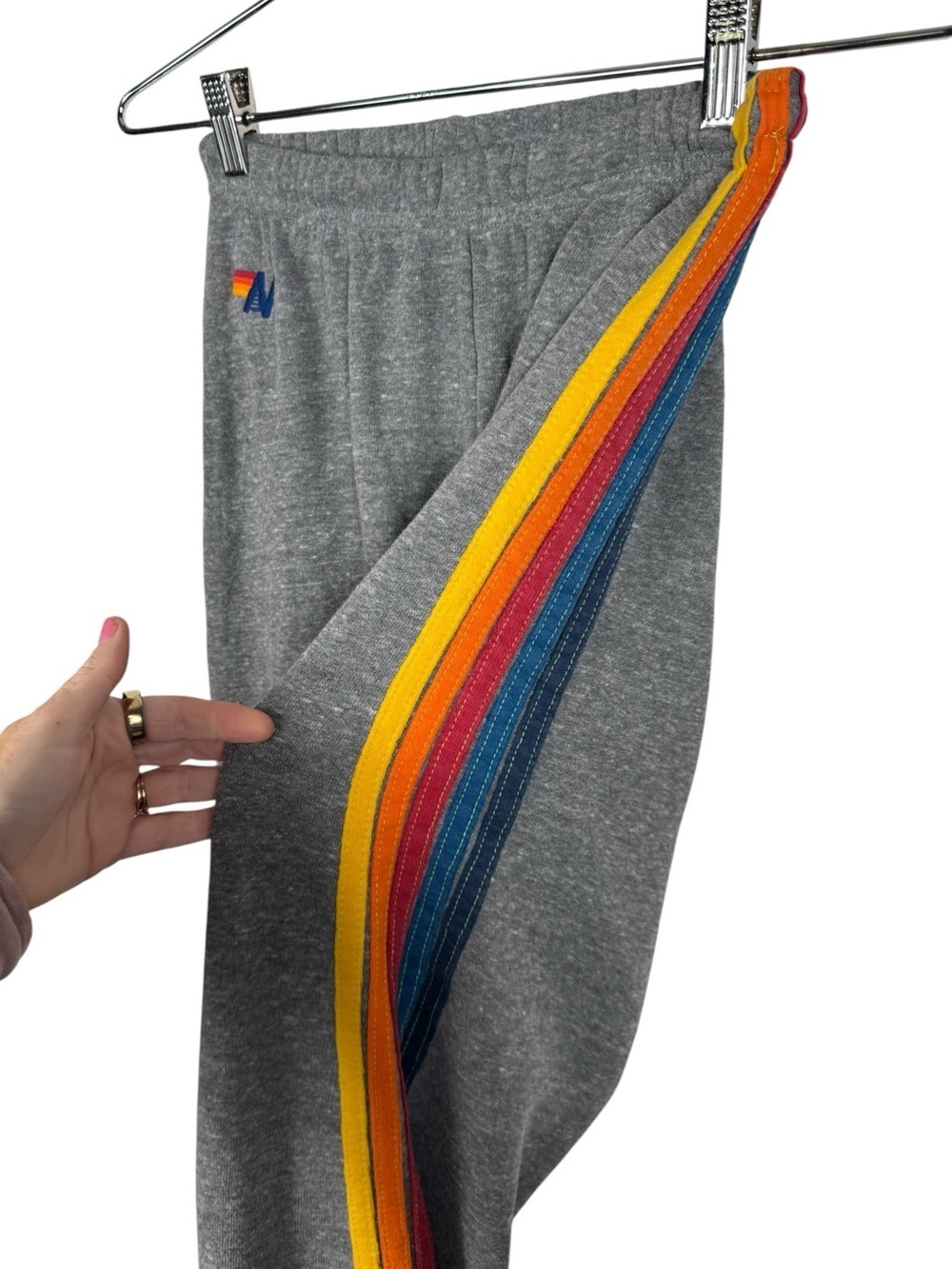 Aviator Nation 5 Stripe Sweatpants in Heather Grey, Size S - Picture 8 of 13